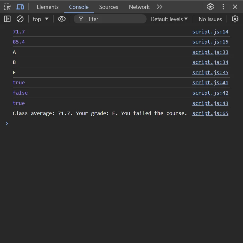 Gradebook App Project Screenshot.